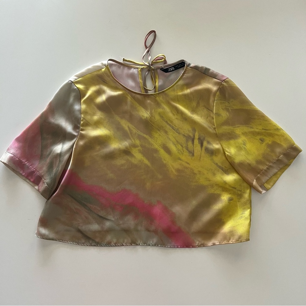 Zara | Silk Crop Top | Size: Small | Summer | Multi-Color |